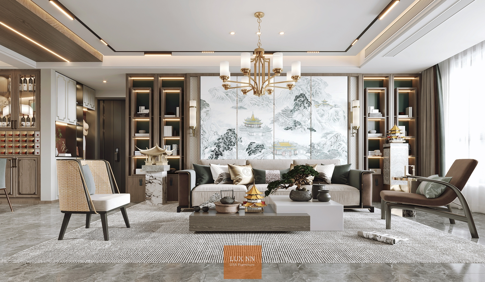 Ghế Sofa chữ I Nghệ Thuật Á Đông Đẳng Cấp 1325 Lux