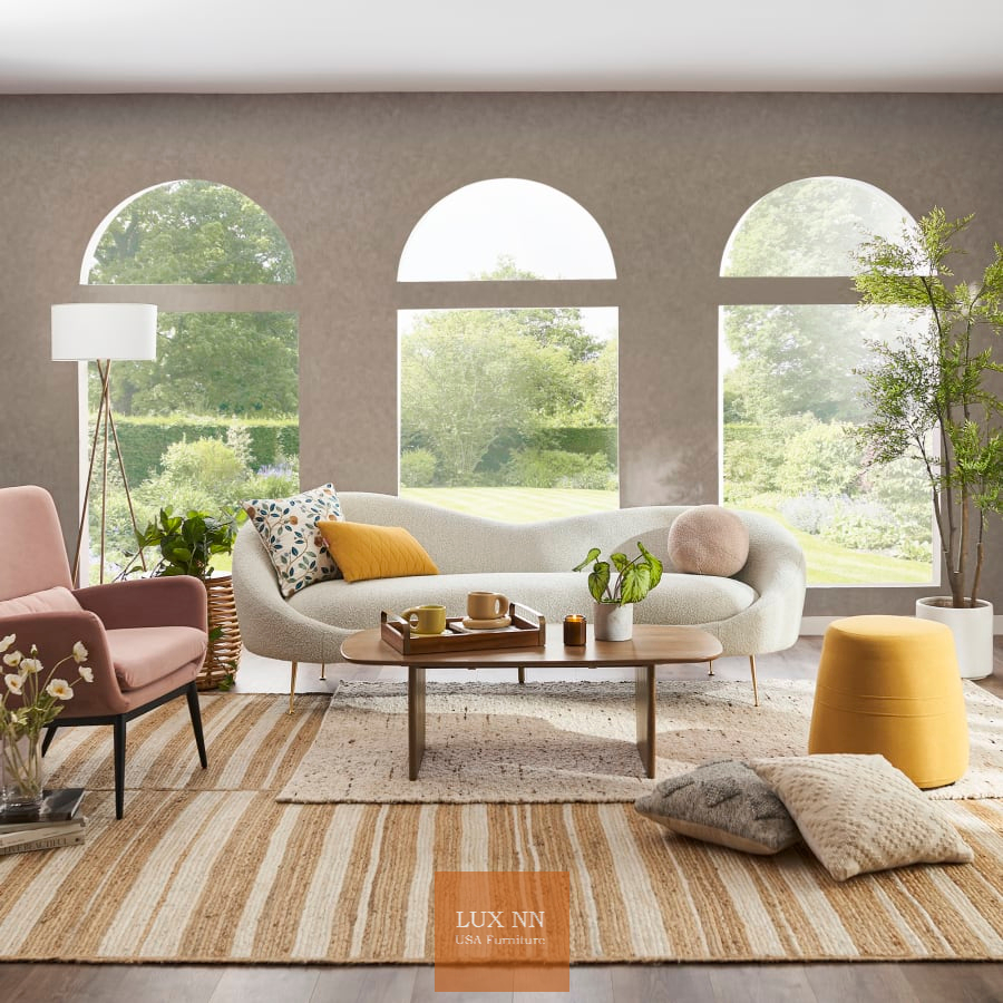 Ghế Sofa chữ I Sóng Lụa Màu Be Thanh Lịch 1345 Lux