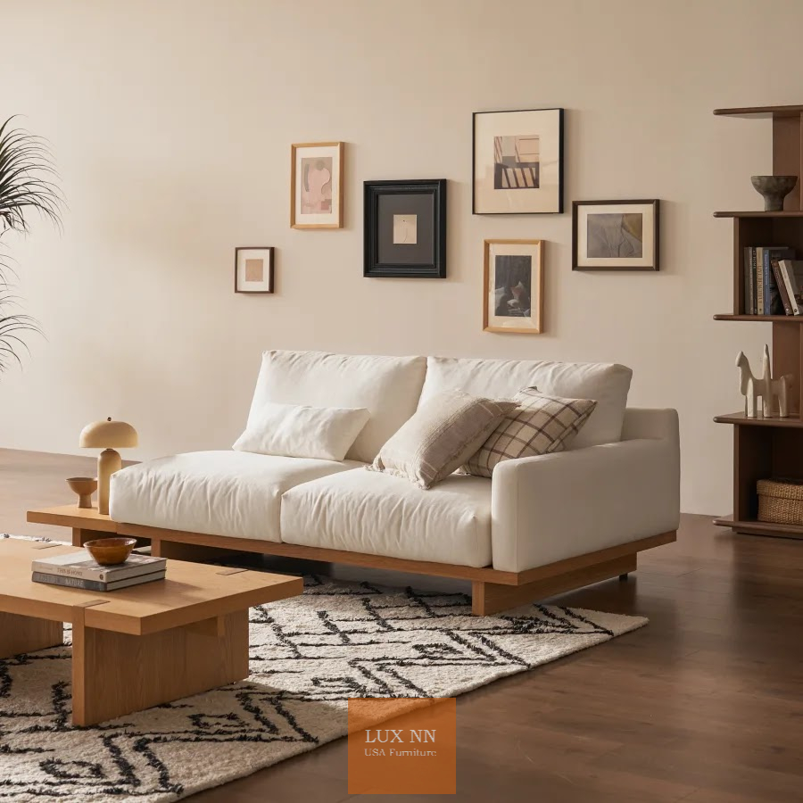 Ghế Sofa chữ I Gỗ Tự Nhiên Tối Giản 1348 Lux