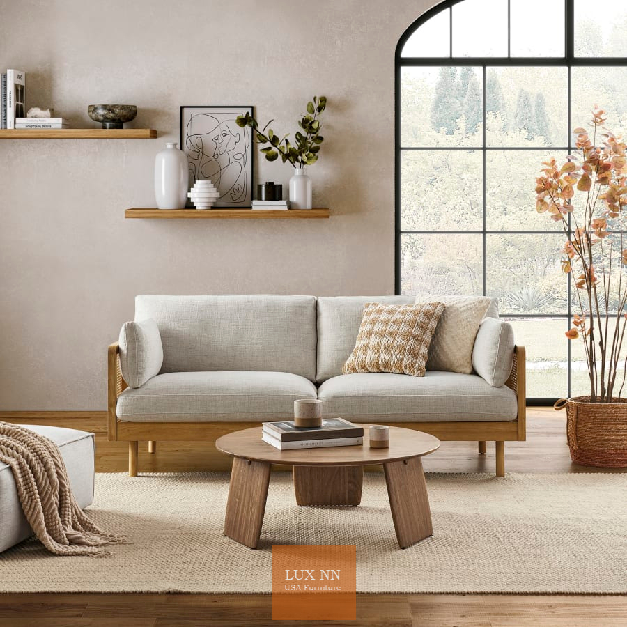 Ghế Sofa chữ I Gỗ Sáng Thanh Lịch 1349 Lux