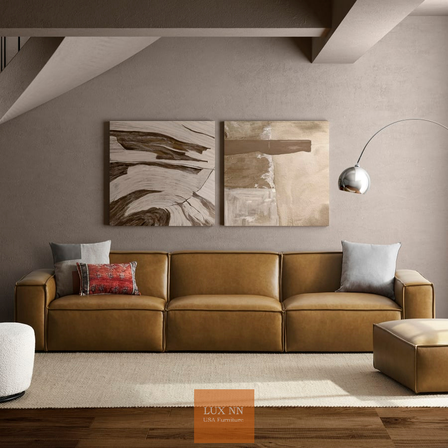Ghế Sofa chữ I Da Cao Cấp Cổ Điển 1350 Lux