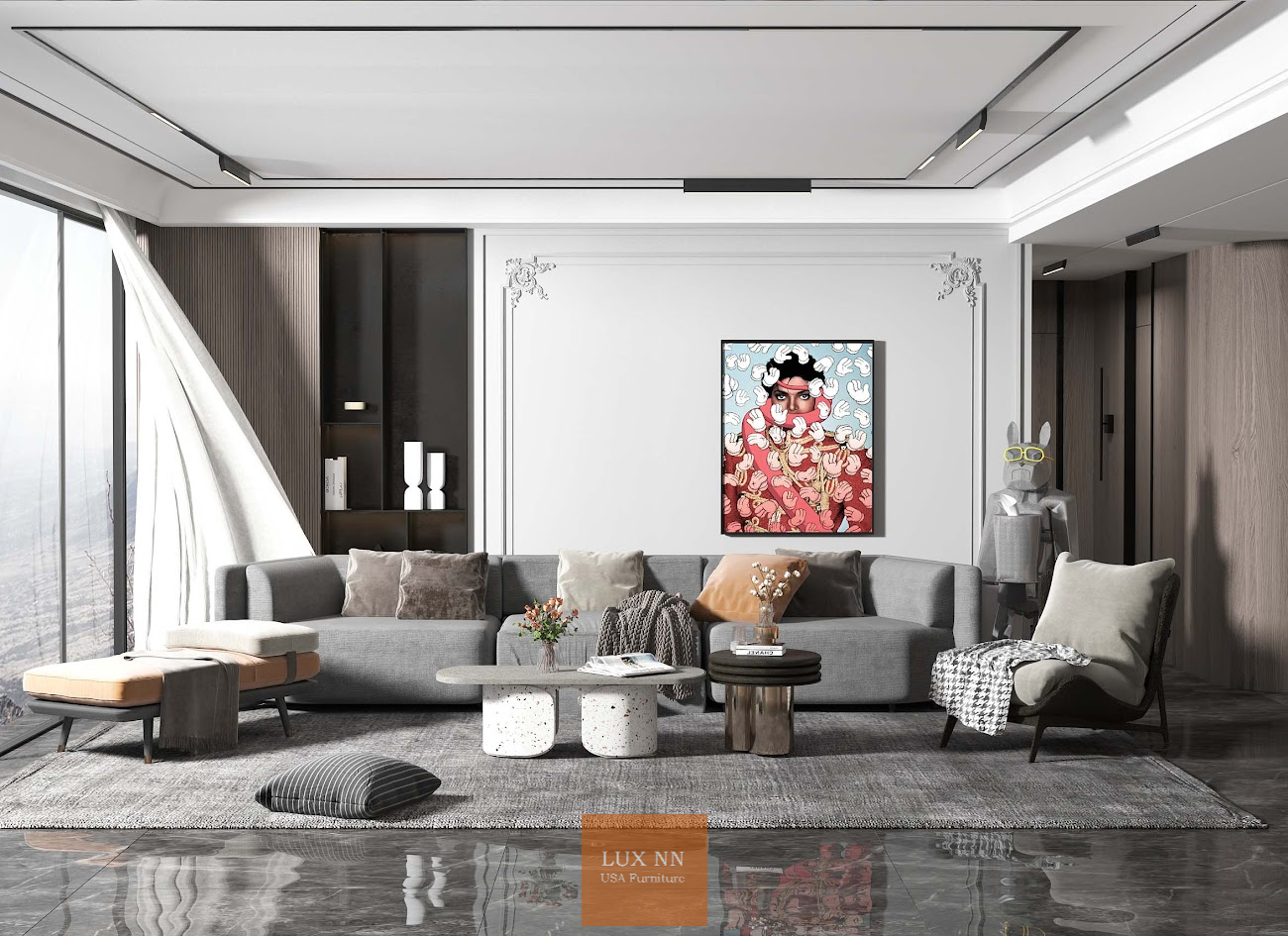 Ghế Sofa chữ I Linh Hoạt cho Phòng Khách Mở 1332 Lux
