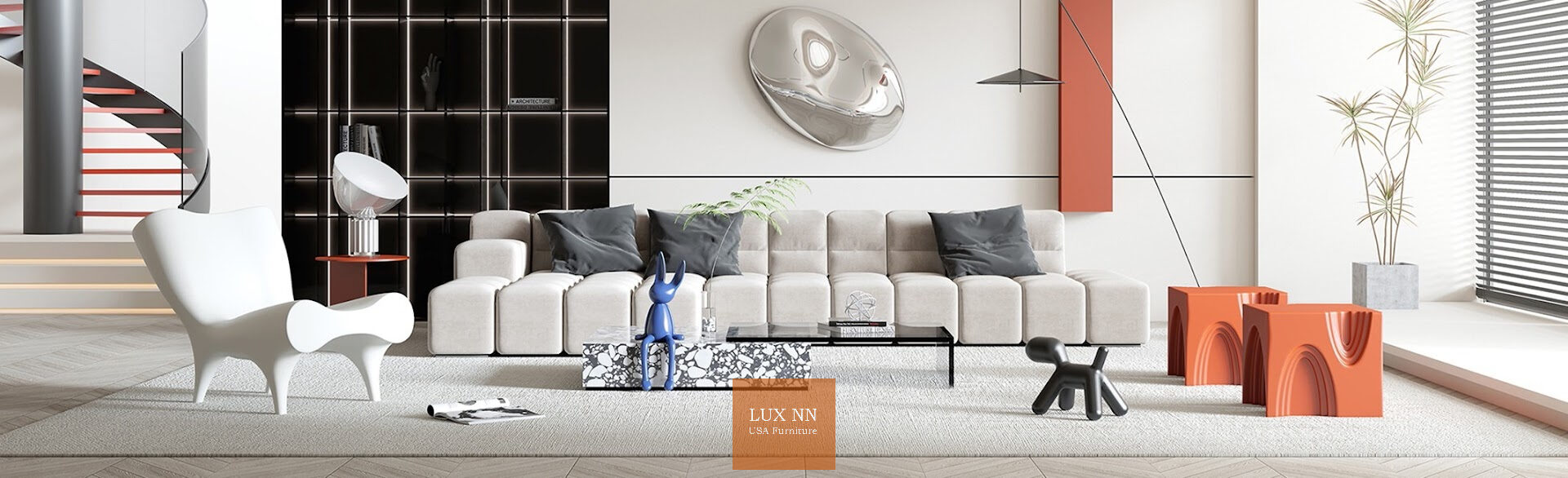 Ghế Sofa chữ I nhấn múi vuông 1303 Lux