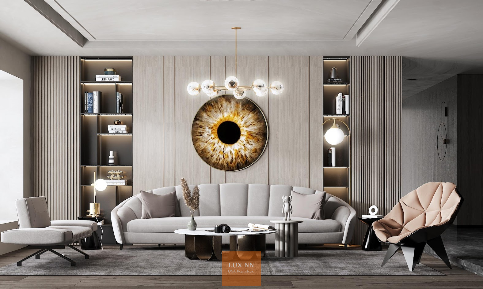 Ghế Sofa chữ I Vòm Cong Hiện Đại1336 Lux