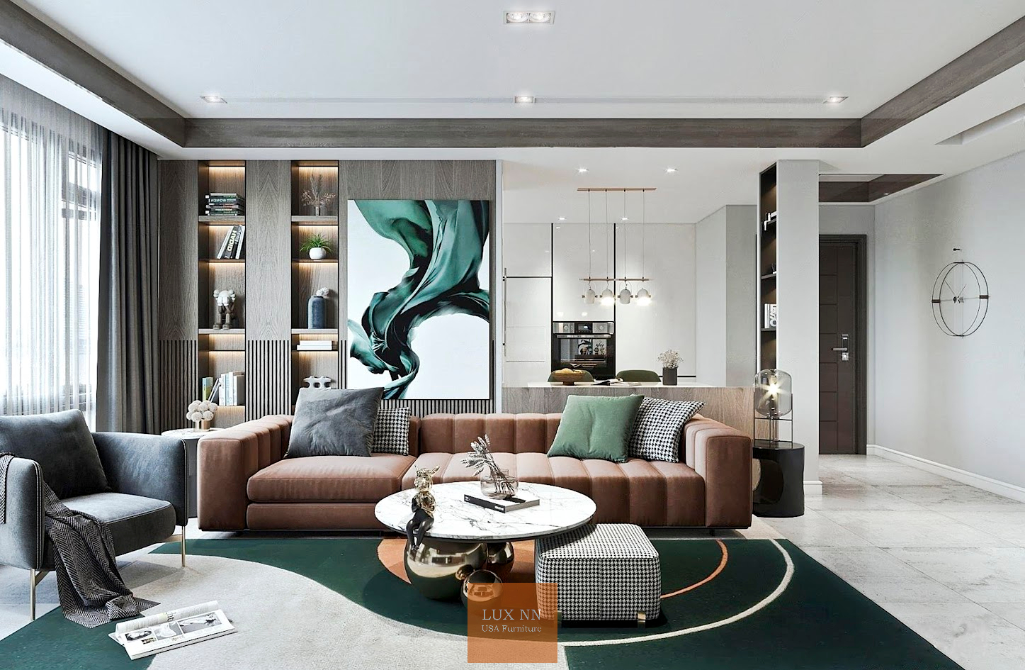 Ghế Sofa chữ I Nâu Thanh Lịch Phong Cách Thành Thị 1338 Lux