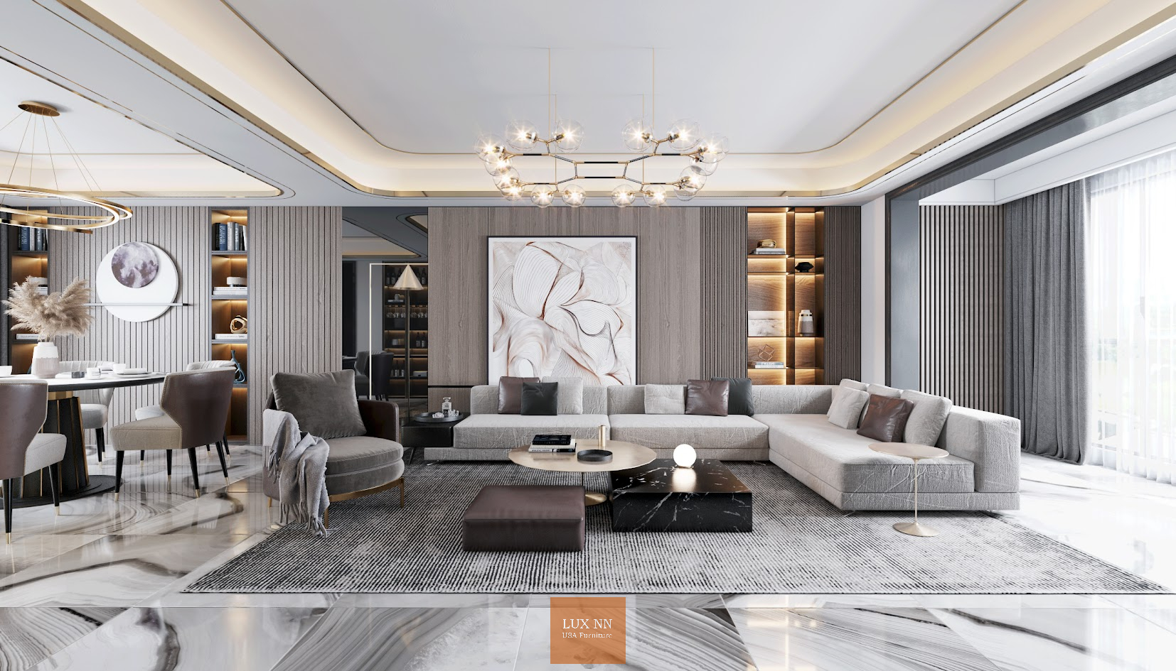 Sofa chữ L basic liefn bàn trà 1016 Lux