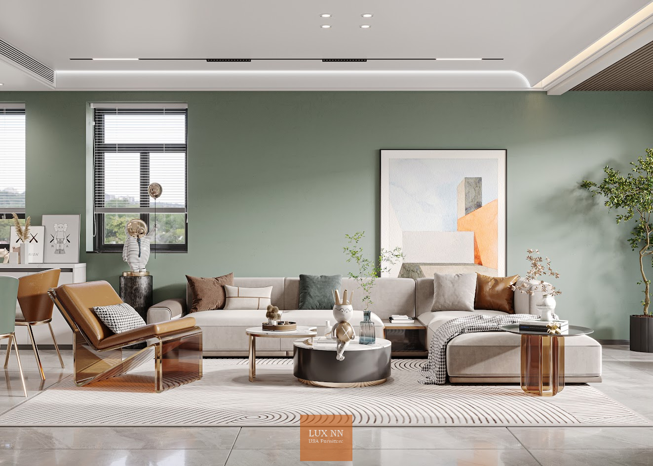 Sofa chữ L basic liền bàn trà 1020 Lux