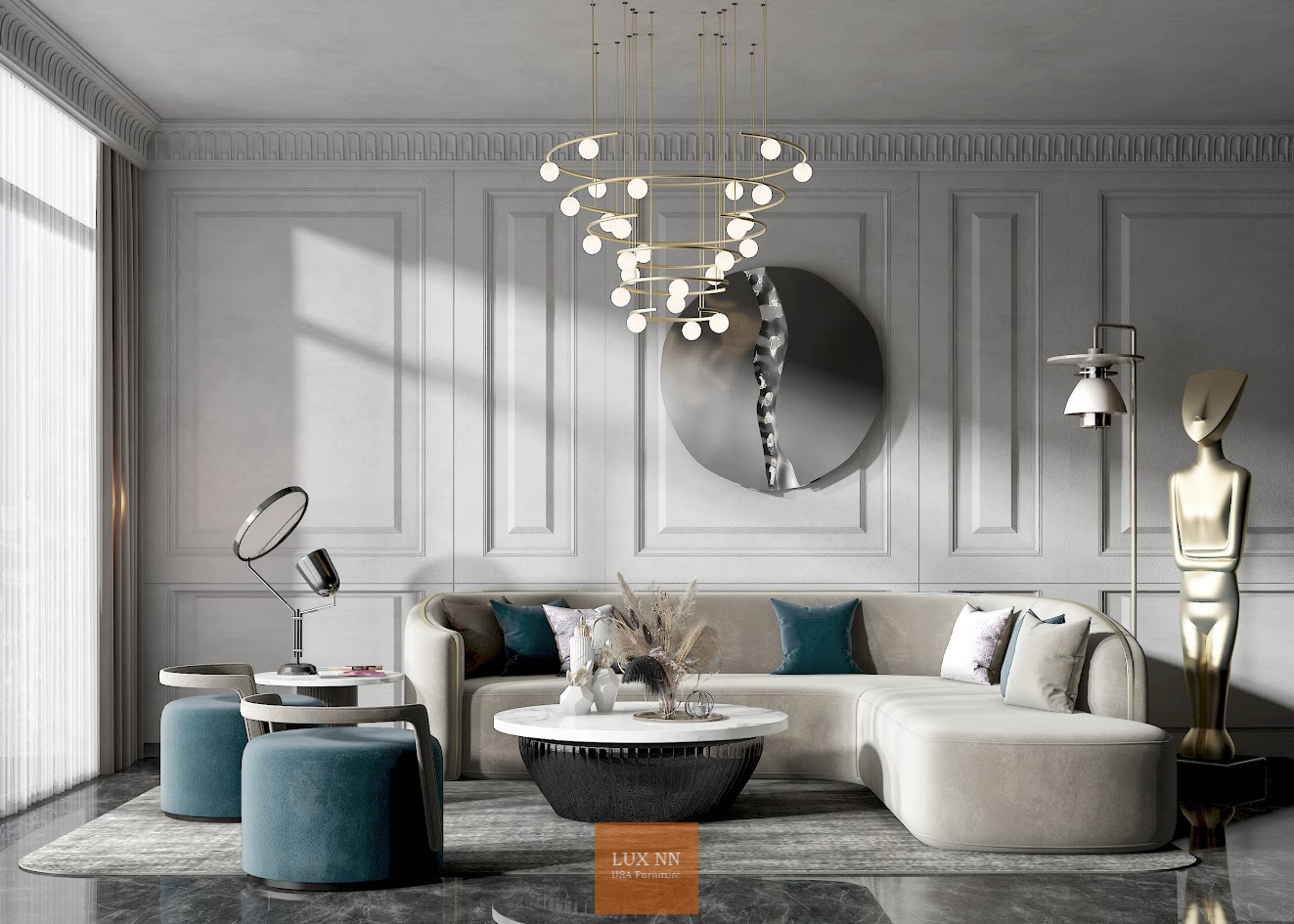 Sofa chữ L dạng thuyền 2049 Lux