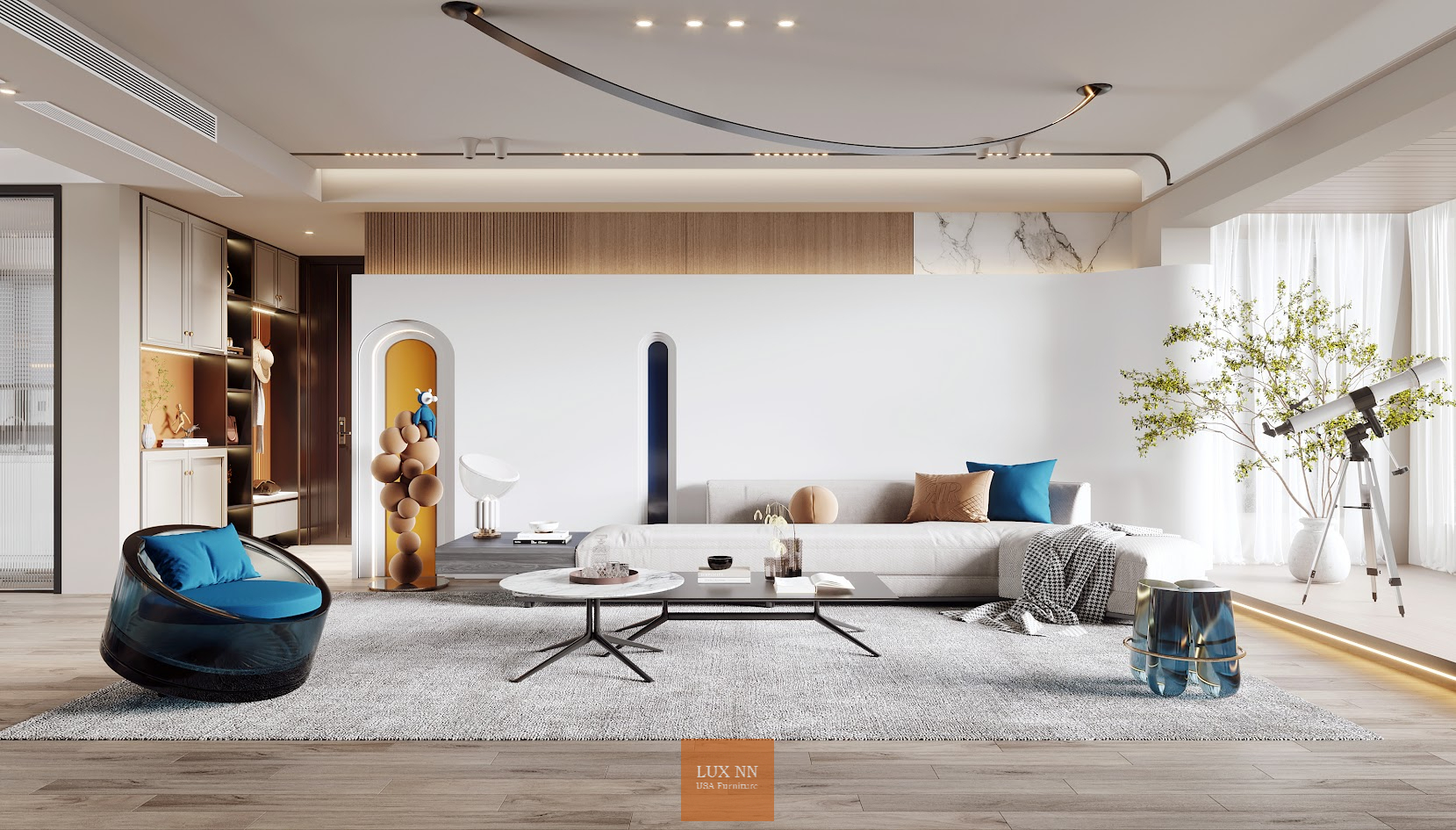 Sofa chữ L góc xéo đơn giản 1009 Lux