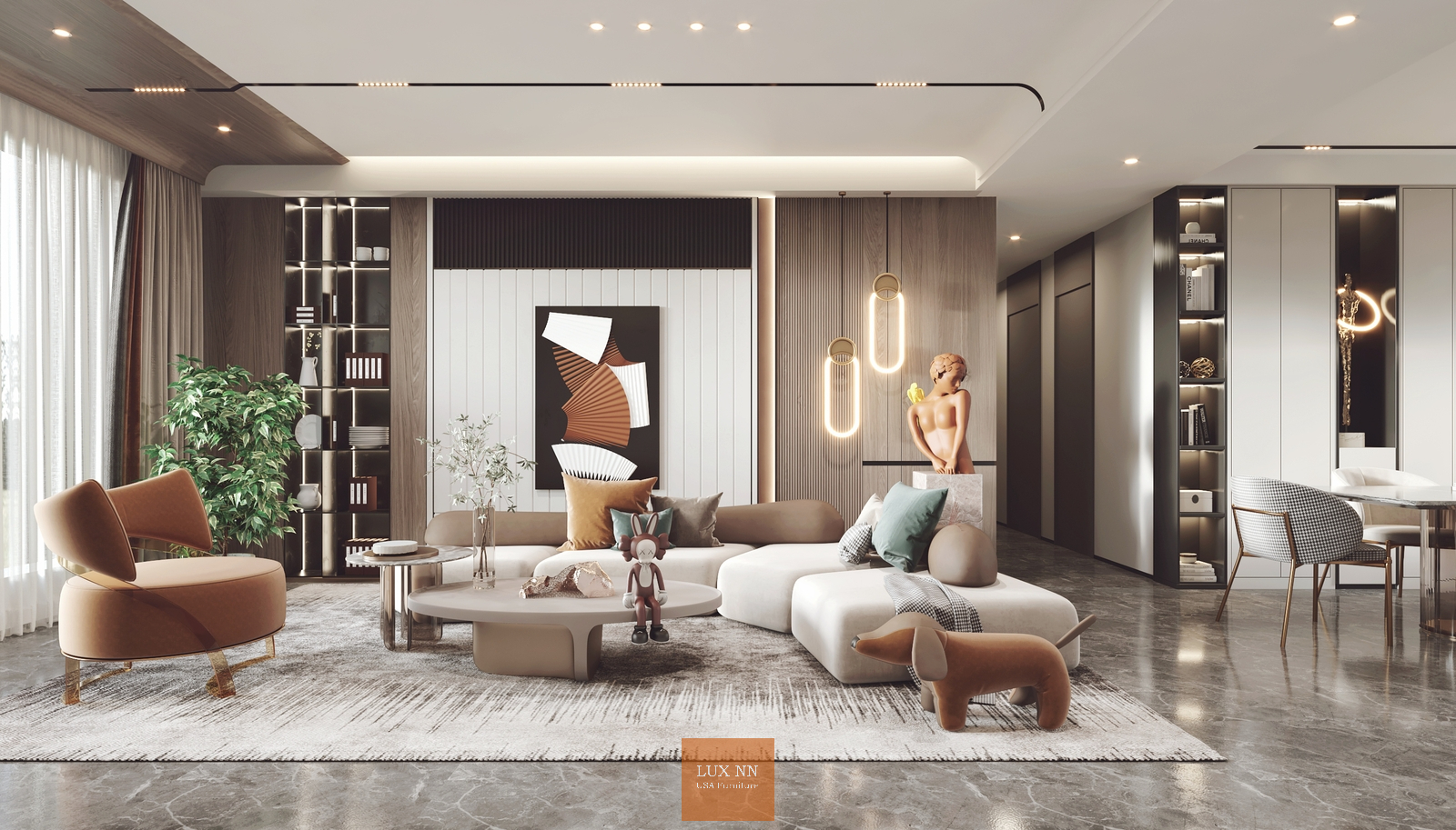 Sofa chữ L góc xéo thanh lịch 1002 Lux