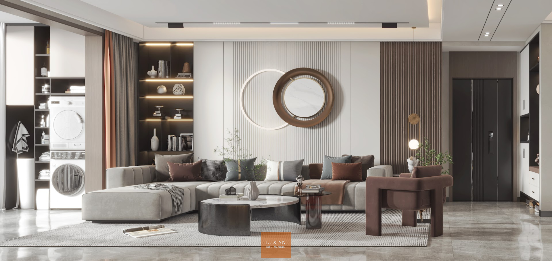 Sofa chữ L nhấn múi dọc 2046 Lux