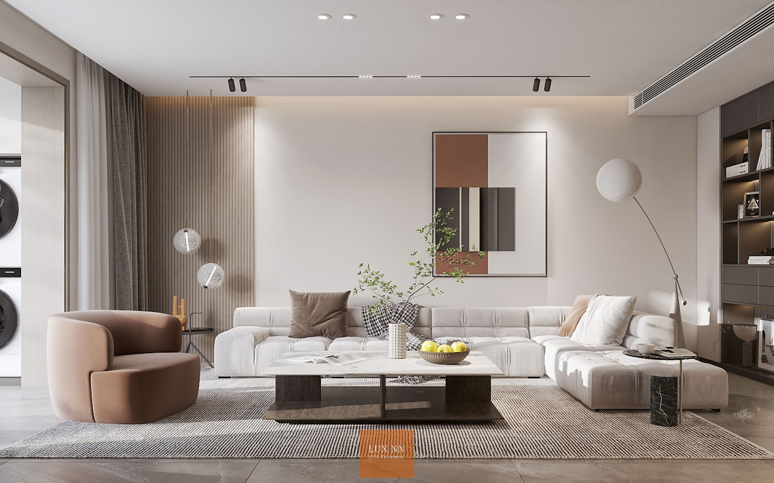 Sofa chữ L nhấn múi vuông 1006 Lux