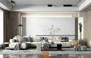 Sofa chữ L phong cách Japandi có tab tay 2024 Lux